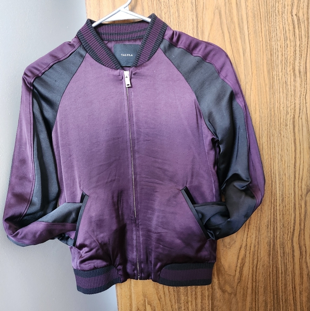 Talula Aritzia violet and black bomber jacket size XXS - Picture 6 of 8